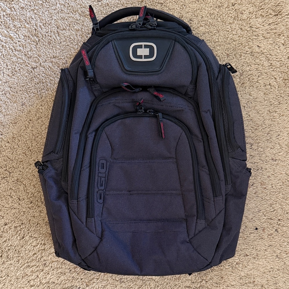 OGIO Black Backpack with Red Accent Zips